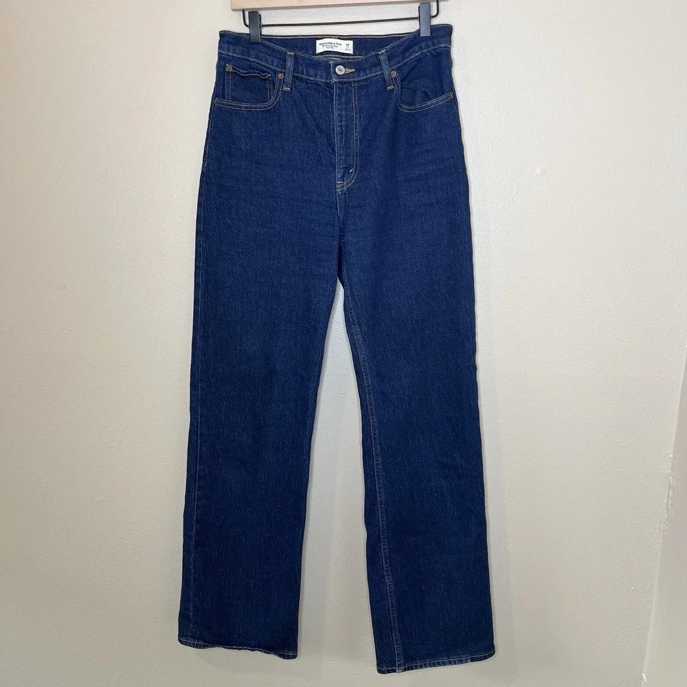 abercrombie fitch jeans 29 Long 90s Relaxed High Rise Dark Blue Classic Wide‎ 8
